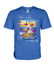 Load image into Gallery viewer, Butterfly Sunset On Beach Those We Love Don't Go Away Gift For Lover Guys V-Neck
