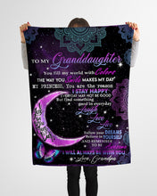 Load image into Gallery viewer, Grandpa Gift For Granddaughter Butterfly Galaxy Moon Laugh Love Fleece Blanket
