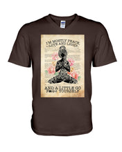 Load image into Gallery viewer, I'm Mostly Peace Love And Light Yoga Gift For Yoga Lovers Guys V-Neck
