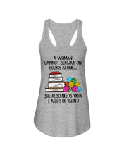Load image into Gallery viewer, A Woman Cannot Survive On Book Alone She Also Needs Yarn Trending Ladies Flowy Tank
