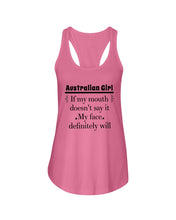 Load image into Gallery viewer, Australian  Girl My Face Definitely Will Say It For Personalized Nation Gift Ladies Flowy Tank
