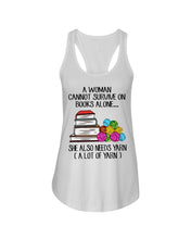 Load image into Gallery viewer, A Woman Cannot Survive On Book Alone She Also Needs Yarn Trending Ladies Flowy Tank
