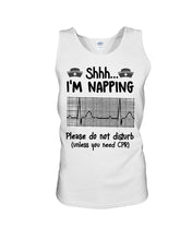 Load image into Gallery viewer, Cute Coffee Cup Shh I’m Napping Please Do Not Disturb Gift For Nurse Unisex Tank Top
