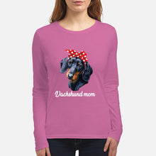 Load image into Gallery viewer, Dachshund Mom With Polka Dots Hair Red Bow Gift For Dog Lovers Unisex Long Sleeve
