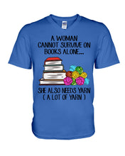 Load image into Gallery viewer, A Woman Cannot Survive On Book Alone She Also Needs Yarn Trending Guys V-Neck
