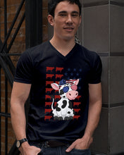 Load image into Gallery viewer, Lovely Phone Case Cow And American Flag Gift For Cow Lovers Guys V-Neck
