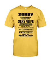 Load image into Gallery viewer, Gift For Husband Taken By An August Sexy Wife Who Happens To Cuss A Lot Guys Tee
