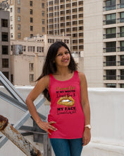 Load image into Gallery viewer, Birthday Gift For November Girl If My Mouth Doesn't Say It My Face Definitely Ladies Flowy Tank
