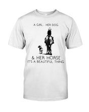 Load image into Gallery viewer, A Girl Her Dog Her Horse It's A Beautiful Thing Guys Tee
