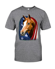 Load image into Gallery viewer, Horse Covered Into USA Flag Meaningful Gift For Men Guys Tee
