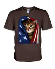 Load image into Gallery viewer, Lovely Tote Bag Cat In American Flag Gift For Cat Lovers Guys V-Neck
