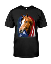Load image into Gallery viewer, Horse Covered Into USA Flag Meaningful Gift For Men Guys Tee
