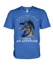 Load image into Gallery viewer, Apparently I Have An Attitude Blue Dragon Guys V-Neck

