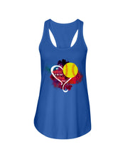 Load image into Gallery viewer, Lovely Phone Case My Heart Is On Field Gift For Softball Lovers Ladies Flowy Tank

