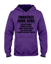 Load image into Gallery viewer, Birthday Gift For Smartass June GirlHeart On Her Sleeve Hoodie
