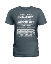 Load image into Gallery viewer, Gift For Husband I'm The Lucky One Because I Get To Be Her Husband Ladies Tee
