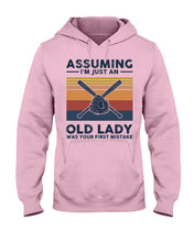 Load image into Gallery viewer, Assuming I;m Just An Old Lady Was Your First Mistake Gift For Softball Lovers Hoodie
