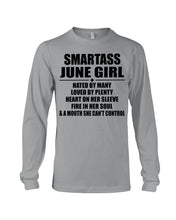 Load image into Gallery viewer, Birthday Gift For Smartass June GirlHeart On Her Sleeve Unisex Long Sleeve
