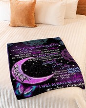 Load image into Gallery viewer, Grandpa Gift For Granddaughter Butterfly Galaxy Moon Laugh Love Fleece Blanket
