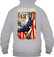 Load image into Gallery viewer, Aussie Papa America Flag Unique Custom Design For Dog Lovers Hoodie

