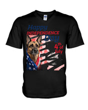 Load image into Gallery viewer, German Shepherd Happy Independence Day 4th Of July Gift For Dog Lovers Guys V-Neck
