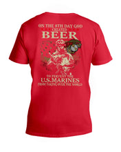 Load image into Gallery viewer, 8th Day God Created Beer To Prevent The Us Marine Guys V-Neck
