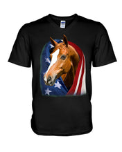 Load image into Gallery viewer, Horse Covered Into USA Flag Meaningful Gift For Men Guys V-Neck
