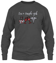 Load image into Gallery viewer, I'm A Simple Girl Veterinary Symbol Special Custom Design For Wine Lovers Unisex Long Sleeve
