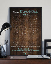Load image into Gallery viewer, Giving For  Parents Thank For Making Dreams Come True  Custom Design Vertical Poster

