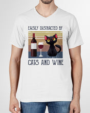 Load image into Gallery viewer, Easily Distracted By Cats And Wine Special Custom Design Guys V-Neck
