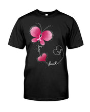 Load image into Gallery viewer, Faith Butterfly Breast Cancer Awareness Custom Design Guys Tee
