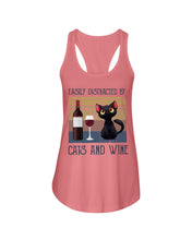 Load image into Gallery viewer, Easily Distracted By Cats And Wine Special Custom Design Ladies Flowy Tank
