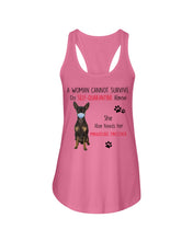 Load image into Gallery viewer, A Woman Can't Survive On Self-quarantine Alone Also Needs Mininature Pinscher Ladies Flowy Tank
