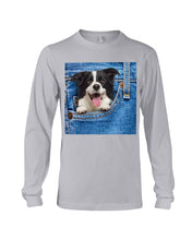 Load image into Gallery viewer, Border Collie In Denim Pocket Gift For Dog Lovers Unisex Long Sleeve
