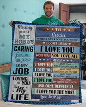 Load image into Gallery viewer, Caring For You Is My Job Custom Name Husband Gift For Wife James And Lucia Sherpa Blanket
