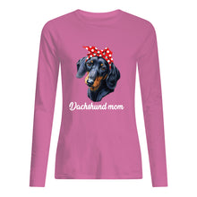 Load image into Gallery viewer, Dachshund Mom With Polka Dots Hair Red Bow Gift For Dog Lovers Unisex Long Sleeve
