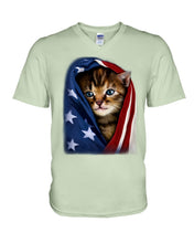 Load image into Gallery viewer, Lovely Tote Bag Cat In American Flag Gift For Cat Lovers Guys V-Neck
