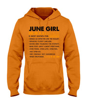 Load image into Gallery viewer, June Girl Facts Very Friendly But Dangerous Custom Design Hoodie
