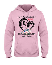 Load image into Gallery viewer, I'm A Nova Scotia Girl  Loves Boots Horse And Wine  For Personalized Nation Gift Hoodie
