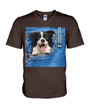 Load image into Gallery viewer, Border Collie In Denim Pocket Gift For Dog Lovers Guys V-Neck
