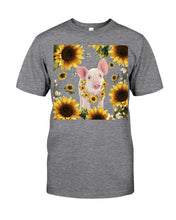 Load image into Gallery viewer, Beautiful Pig With Sunflowers Gift For Pig Lovers Guys Tee
