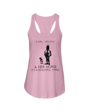 Load image into Gallery viewer, A Girl Her Dog Her Horse It's A Beautiful Thing Ladies Flowy Tank

