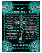 Load image into Gallery viewer, Cross Celtic Design Grandpa Gift For Granddaughter God Gave Me You Fleece Blanket
