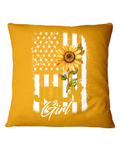 Load image into Gallery viewer, Birthday Gift For July Girl American Flag With Sunflower Pillow Cover
