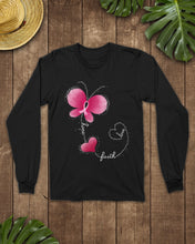 Load image into Gallery viewer, Faith Butterfly Breast Cancer Awareness Custom Design Unisex Long Sleeve

