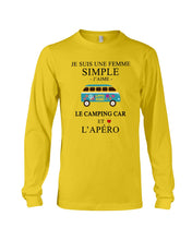 Load image into Gallery viewer, Je Suis Une Femme Simple J'aime Le Camping Car Et L'apero Unisex Long Sleeve
