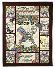 Load image into Gallery viewer, Like A Butterfly I Am Growing And Changing Gift For October Girl Fleece Blanket
