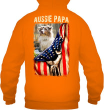 Load image into Gallery viewer, Aussie Papa America Flag Unique Custom Design For Dog Lovers Hoodie
