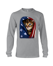 Load image into Gallery viewer, Lovely Tote Bag Cat In American Flag Gift For Cat Lovers Unisex Long Sleeve
