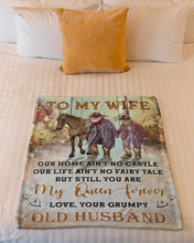 Load image into Gallery viewer, Cowboy Our Home Ain't No Castle Grumpy Old Husband Gift For Wife Fleece Blanket
